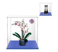 Teca Espositiva 35x30x45,Acrilico Trasparente Antipolvere Vetrina per 10311 Orchidea Botanical,21349 Gatto Tuxedo,e Bambole Figure（Base Blu）