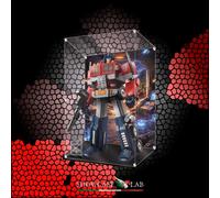 TECA IN PLEXIGLASS ACRILICO-SHOWCASE- PER SET LEGO 10302-OPTIMUS PRIME-TRANSFORM