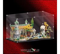 TECA IN PLEXIGLASS ACRILICO-SHOWCASE-PER SET LEGO® 10316-GRAN BURRONE-RIVENDELL