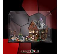 TECA IN PLEXIGLASS ACRILICO-SHOWCASE-PER SET LEGO 21341-HOCUS POCUS-IL COTTAGE