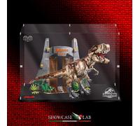 TECA IN PLEXIGLASS ACRILICO-SHOWCASE-TECA PER SET LEGO 75936-LA FURIA DEL T-REX