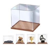 Teca Plexiglass 10 15 20 25 30 40 50 55 Cm Scatola Portaoggetti Vetrina, Vetrina in Acrilico Trasparente con Base in Legno, per Modellini di Auto/Bambole Giocattolo/Trofei/Curiosità(30x30x30cm(12" x