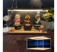 Teca Plexiglass 10/20/25/30/35/40/45/50/60 cm di Lunghezza Vetrina In Acrilico con Luce, Scatola Espositiva Trasparente Antipolvere a LED, Vetrina per Oggetti Collezione(45x30x25cm/18x12x10in)