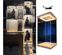 Teca Plexiglass Antipolvere Figure da Collezione Scatola Portaoggetti in Acrilico con Luce, Vetrina Alta per Trofei di Auto Modello D'antiquariato, Vetrina da Banco in PVC(25x25x60cm/10x10x24in)