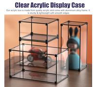 Teca Plexiglass Espositore in Acrilico Alto 15, 20, 25, 30, 35, 40, 50, 60cm, Scatole da Banco con Struttura in Lega di Alluminio, Vetrina Automontante da Tavolo(L25xW30xH50cm/10x12x20")