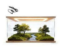 Teca Plexiglass Grande Vetrina Espositiva Lunga per Miniature Illuminazione, Teca Espositiva Acrilico Antipolvere con Sportello, Mobiletto con Luci A LED Collezionismo(30x25x15cm/12x10x6in)