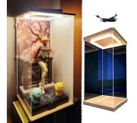 Teca Plexiglass LED Vetrina In Acrilico/ Teca Espositiva Alta E Grande, a Prova di Polvere Vetrinetta Espositiva Con Porta Luminosa, Figure Trasparenti Scatola da Esposizione con Base In Legno, 10 15