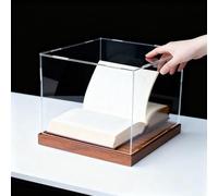 Teca Plexiglass Lunga Scatola Acrilico Antipolvere Libri, Vetrina Trasparente Personalizzabile Base Legno, Scatole Esposizione Scrivania Impermeabili Oggetti Collezione(50x40xH40cm/20x16x16in)