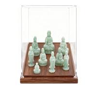 Teca Plexiglass Protettori in Acrilico per Figure e Antichità con Base in Legno - Vetrina per Oggetti da Collezione, Manufatti Bambole Trucco(15x30xH40cm/6x12x16")