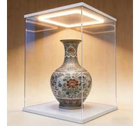 Teca Plexiglass Scatola Acrilica Trasparente Oggetti Collezione con Luce LED, Vetrine per Hobby Alte 10-60 cm, Contenitori per Oggetti Artigianali, Action Figure(30x30xH40cm/12x12x16in)