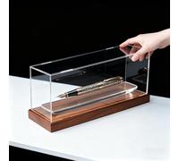 Teca Plexiglass Scatola Acrilico Modelli Penne Lunghe 15 20 12 40 50 55 cm, Vetrina Trasparente Oggetti Collezione Base Legno, Scatole Decorative Scrivania Antipolvere(25x20xH10cm/10x8x4in)