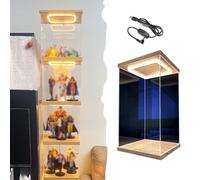 Teca Plexiglass Scatola Impilabile Acrilico Action Figure Multiple, Vetrina Alta Acrilico Trasparente Luce LED, Organizzatore Miniature, Modellini Auto Oggetti Collezione(20x20x30cm/8x8x12in)