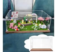 Teca Plexiglass Scatola Lunga Antipolvere Diorama/Teca Acrilico con Base Legno, Scatole Espositive In PVC Trasparente Miniature Collezione, Coperchio Cubo Espositivo(25x15x10cm(10"x6"x4"))