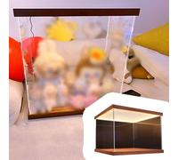 Teca Plexiglass Scatole in Acrilico Per Bambole Lunghe 15-70 cm, Scatola Decorativa Rettangolare da Scrivania con Luce a LED, Ampio Spazio di Archiviazione(W15xL25xH25cm/6x10x10")
