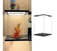 Teca Plexiglass Scatole in Acrilico Trasparente Illuminate, Scatole Alternative in Vetro Alte 60, 50, 40, 35, 30, 25, 20, 15 cm, Contenitori per Oggetti da Collezione(L20xW25xH25cm/8x10x10")