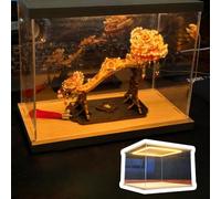 Teca Plexiglass Scatole in Acrilico Trasparenti per Illuminazione, Vetrina per Più Oggetti da Collezione/Miniature, Scatola in Vetro Alternativa Impilabile con Porta(L35xW30xH25cm/14x12x10")