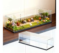 Teca Plexiglass Scatole Portaoggetti Lunghe con Base a Specchio, Scatola in Acrilico Trasparente Antipolvere, Contenitori Organizer Impermeabili Ampio Spazio Archiviazione(30x15xH15cm/12x6x6in)