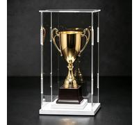 Teca Plexiglass Vetrina Alta Acrilico Trofei, 10 18 28 33 38 64 71 80 cm | Grande Vetrina per Modellini e Miniature, Contenitore Trasparente Antipolvere per Statuette, Vaschette Organizzative
