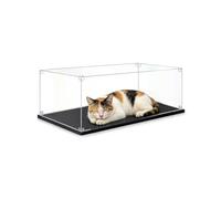 Teca Plexiglass Vetrina Ampia e Bassa Impilabile, Scatole in Acrilico Trasparente con Base in Legno, Supporto Contenitori per la Conservazione di Action Figure(45x20x25 cm/18x8x10 in)