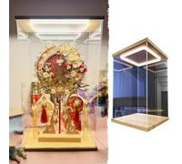 Teca Plexiglass Vetrina da Collezione con Luce, Piccola Scatola Portaoggetti Alta e Antipolvere In Acrilico, Vetrina a LED per Modellini di Trofei, 10/15/20/25/60 cm(45x50x60cm/18x20x24in)