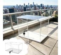 Teca Plexiglass Vetrina da Tavolo in Acrilico Trasparente con Serratura, Vetrinetta Media Personalizzabile (10-45 cm) con Sportello, Organizer per Modellini, Oggetti(45x45xH10cm/18x18x4")
