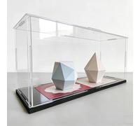 Teca Plexiglass Vetrina Espositiva da Banco in Acrilico Extra Lunga, Scatola Trasparente Impilabile per Esporre Piccole e Grandi Figure, Contenitori Antipolvere(Black Base,70x40x40cm/28x16x16in)