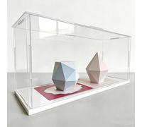 Teca Plexiglass Vetrina Espositiva da Banco in Acrilico Extra Lunga, Scatola Trasparente Impilabile per Esporre Piccole e Grandi Figure, Contenitori Antipolvere(White Base,70x30x30cm/28x12x12in)