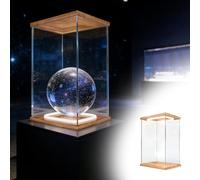 Teca Plexiglass Vetrina Espositiva Illuminata per Oggetti da Collezione Reversibile, Teca Alta Antipolvere per Action Figure, Scatola Decorativa da Scrivania Base(35x40xH45cm/14X16X18in)