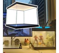 Teca Plexiglass Vetrina Espositiva in Acrilico Illuminata Oggetti Collezione, Ampie Scatole Trasparenti Antipolvere Action Figure Grandi, Scatola Giocattoli Impilabile(55x50xH45cm/22x20x18in)