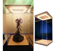 Teca Plexiglass Vetrina Espositiva In Acrilico per Figure Alte con Luce, 10/15/20/25/30/35/40/50/60 Cm di Altezza Antipolvere Scatola Portaoggetti Antipolvere per Oggetti Da Collezione, Vetrina per Tr