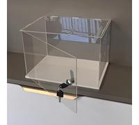 Teca Plexiglass Vetrina Espositiva in Acrilico Trasparente con Chiave di Blocco, Vetrina per Oggetti da Collezione per Borsetta Portagioie, Cubo Portaoggetti da Banco Antipolvere(30cm(12")x35cm(14")x3