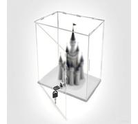 Teca Plexiglass Vetrina Espositiva in Acrilico Trasparente con Serratura, Scatola Espositiva Antipolvere Alta 10, 15, 20, 25, 30, 35, 40, 45cm, Scatole Portaoggetti Impilabili in Plastica con Sportell