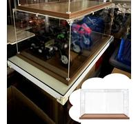 Teca Plexiglass Vetrina Espositiva In Acrilico Trasparente Extra-lunga, Copertura Antipolvere per Oggetti da Collezione con Base In Legno, Scatola Protettiva Miniature(20x10x25cm(8"x4"x10"))