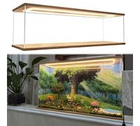 Teca Plexiglass Vetrina Espositiva Lunga e Illuminata per Miniature in Acrilico, Teca Trasparente Antipolvere per Modellini Auto, Contenitore Decorativo Banco Sportello(35x20xH25cm/14x8x10in)