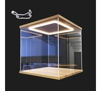Teca Plexiglass Vetrina Espositiva Quadrata In Acrilico Trasparente con Luce a LED, 10 15 20 25 30 35 40 45 50 60cm Scatola Espositiva Coperchio, Vetrinetta Action Figure(50x50x50cm/20"x20"x20")