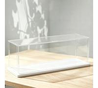 teca plexiglass Vetrina Espositiva Rettangolare Extra-lunga in Acrilico (80/90/100 cm), Box Espositivo Trasparente Rimovibile Impilabile (alternativa Al Vetro)(White,100x40x40cm/39x16x16in)