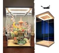 Teca Plexiglass Vetrina Espositiva Trasparente per Miniature Artigianali, Scatole Espositive In Acrilico Antipolvere con Luce e Sportello, Organizzatore per Oggetti Collezione(40x40x55cm/16x16x22in)