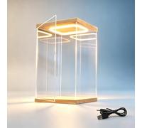 Teca Plexiglass Vetrina Illuminata Alta 60,50,40,30,25,20,10cm con Cavo USB | Scatola in Acrilico Trasparente Antipolvere da Pavimento, Contenitore Decorativo Cubo Scrivania(25x35xH35cm/10x14x14")
