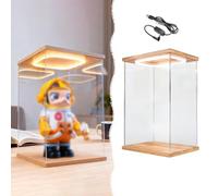 Teca Plexiglass Vetrina Illuminata in Acrilico Trasparente Alta, Vetrina Hobby Antipolvere Porta, Scatola Decorativa Scrivania Quadrata Impilabile Miniature(55x55xH55cm/22x22x22in)