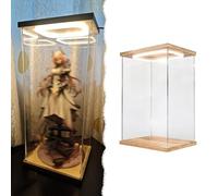 Teca Plexiglass Vetrina Illuminata in Acrilico Trasparente Alta, Vetrina Hobby Antipolvere Porta, Scatola Decorativa Scrivania Quadrata Impilabile Miniature(10x15xH45cm/4x6x18in)