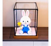 teca plexiglass Vetrina in Acrilico Antipolvere, Scatola Espositiva Quadrata in Acrilico e Base in Venature Del Legno, Contenitori in Plastica Impilabili per Caschi(15x15x60cm/6x6x24in)