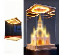 Teca Plexiglass Vetrina in Acrilico con Luce a LED, Scatola da Banco Alta 60, 50, 40, 35, 30, 25, 20, 15, 10 cm, Scatole Portaoggetti Trasparenti Antipolvere(30x35xH40cm/12x14x16")