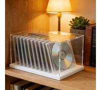 teca plexiglass Vetrina in Acrilico con Protezione UV, Scatola Espositiva Trasparente Assemblata, Vetrina Rettangolare In Plastica per La Conservazione CD(White,50x30x30cm/20x12x12in)