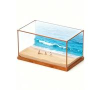 Teca Plexiglass Vetrina in Acrilico Extra Lunga con Cornice in Lega Marrone Moderna, Cubi da assemblare per conservazione curio e decorazione, 10 20 30 40 50 60 70(35x20x20 cm/14x8x8 in)