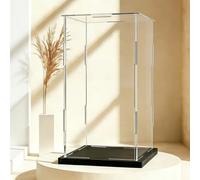 teca plexiglass Vetrina in Acrilico Trasparente Alta 60, 70, 80 cm, Espositore Acrilico Protezione Antipolvere, Alternativa Rimovibile Alla Teca Quadrata Vetro(Black,20x20x65cm/8x8x26in)