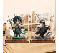 Teca Plexiglass Vetrina in Acrilico Trasparente con Base in Legno, Scatole Organizer Alte Impermeabili, Scatola Posizionamento Tavolo Impilabile Design Scatto Sculture(20x35xH40cm/8x14x16in)