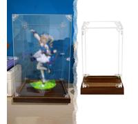 Teca Plexiglass Vetrina in Acrilico Trasparente con Base in Legno, Scatole Organizer Alte Impermeabili, Scatola Posizionamento Tavolo Impilabile Design Scatto Sculture(25x45xH45cm/10x18x18in)