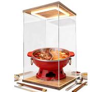 Teca Plexiglass Vetrina in Acrilico Trasparente con Luce a Led, Contenitori Espositivi per Collezioni di Auto, Profumi e Torte, Copertura Antipolvere per Figure(40x40xH40cm/16x16x16")