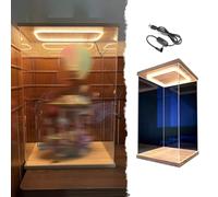 Teca Plexiglass Vetrina In PVC Acrilico con Luce E Anta, Ampio Mobiletto Trasparente per Oggetti da Collezione, Cubi Alti Antipolvere con Base In Legno(10x10x15cm/4x4x6in)