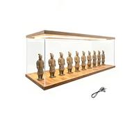 Teca Plexiglass Vetrina Larga e Bassa con Illuminazione a Striscia Led, Custodia in Acrilico Impilabile per Cimeli di Hockey, Caschi e Carte, Scatola da Scrivania(45x20x20 cm/18x8x8 in)